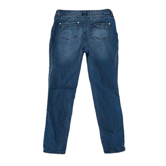 Jennifer Lopez Sequin Distressed Skinny Ankle Blue Jeans Women's Size 2 - Picture 2 of 7